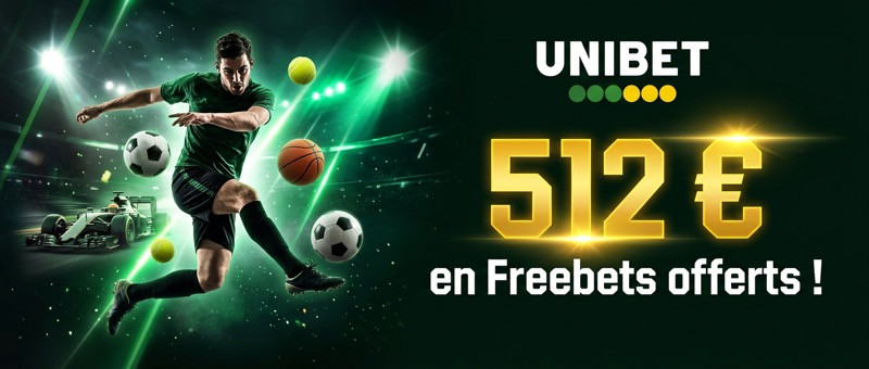 512€ offerts en Freebets sur Unibet !